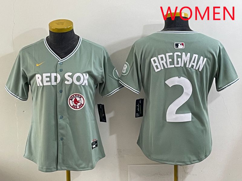 Women 2025 Boston Red Sox #2 Bregman Green Joint Name Nike MLB Jersey style 9->women mlb jersey->Women Jersey